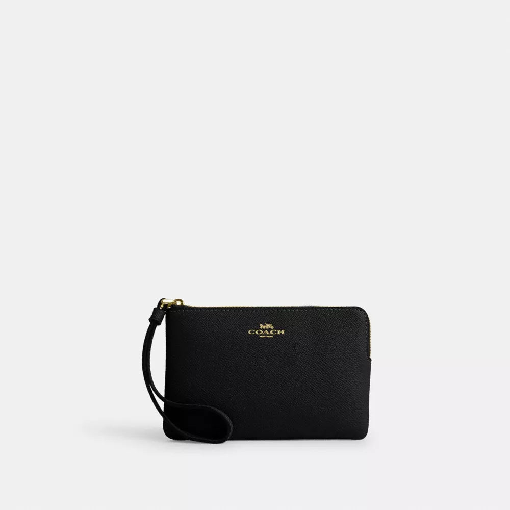 Corner Zip Wristlet - Crossgrain Leather/Gold/Black