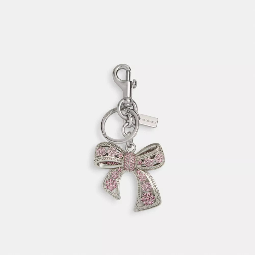 Bow Bag Charm - Silver/Purple