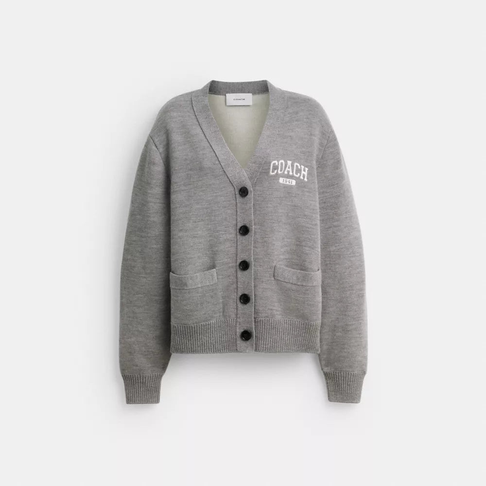 Double Faced Button Down Cardigan - Heather Grey