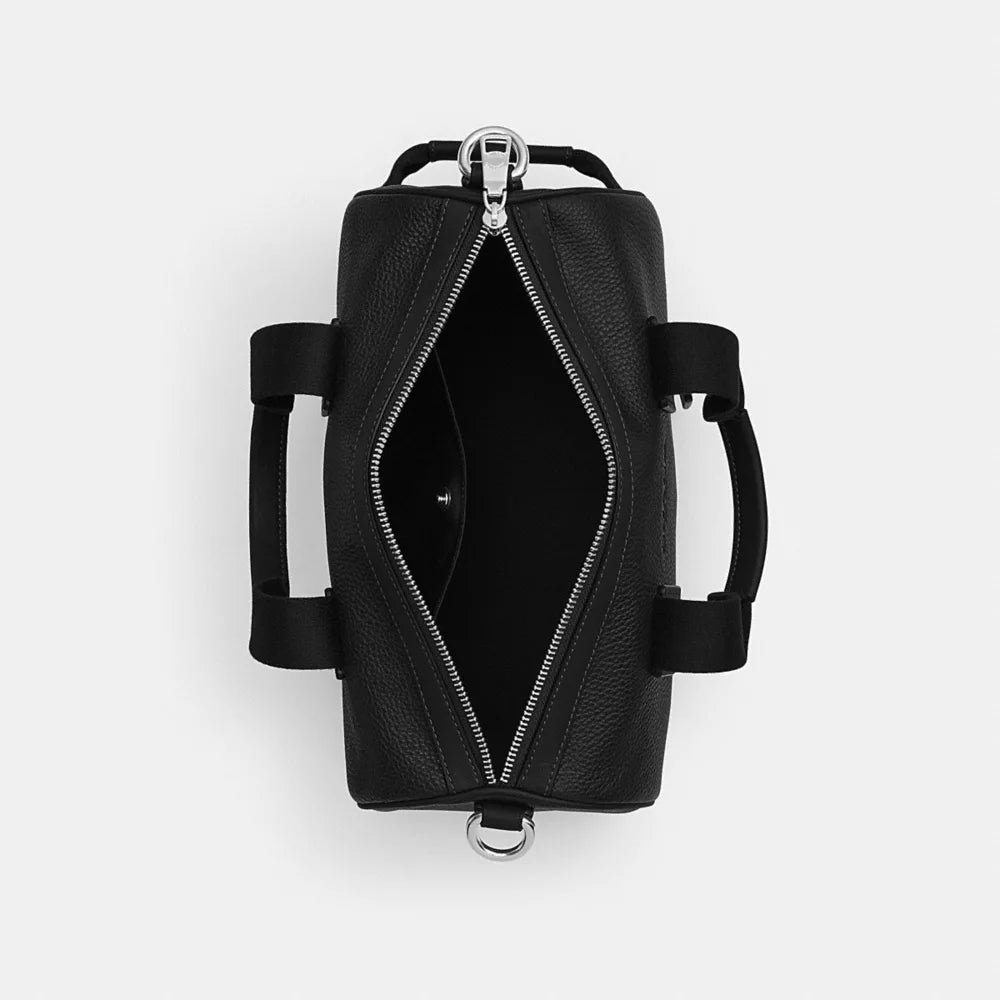 Explorer Duffle Bag 28 - Pebbled Leather/Silver/Black