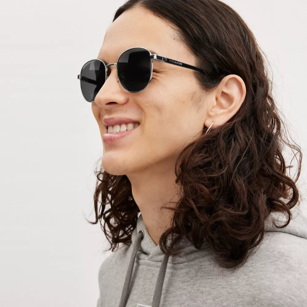 Metal Round Sunglasses - Silver/Black