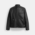 Leather Racer Jacket - Black