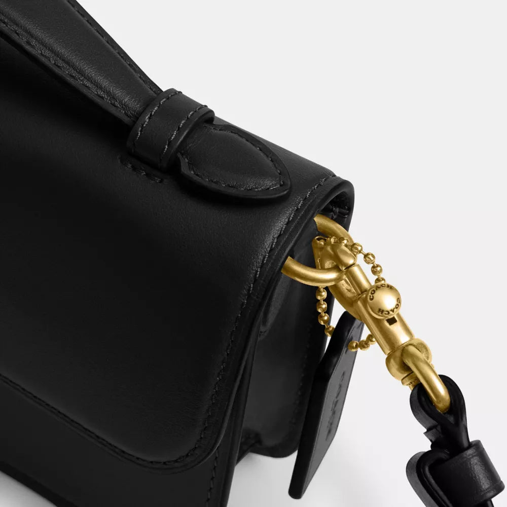 New York Elora Top Handle Crossbody Bag - Smooth Leather/Brass/Black