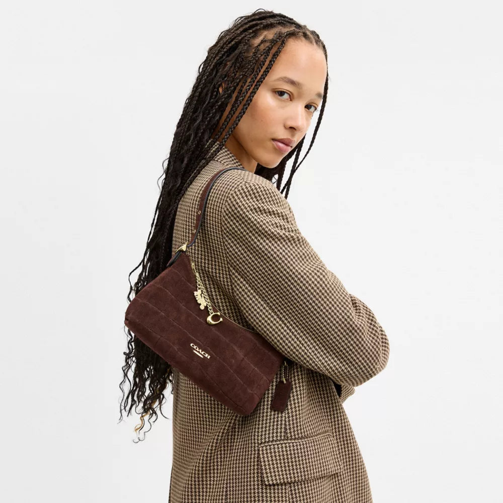 Emeilia Shoulder Bag - Embossed Crocodile/Gold/Maple