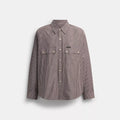 Long Sleeve Button Up Shirt - Brown Stripe
