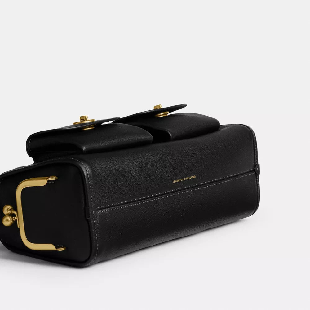 Turnlock Haversack Bag 27 - Natural Grain Leather/Brass/Black