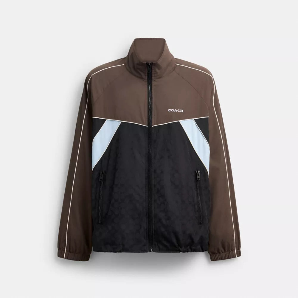 Track Jacket In Recycled Polyester - Brown/Multi