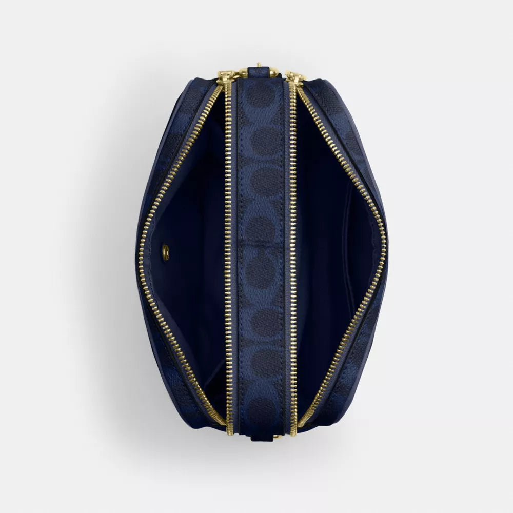 Carey Crossbody Bag In Signature Canvas - Signature Canvas/Gold/Navy