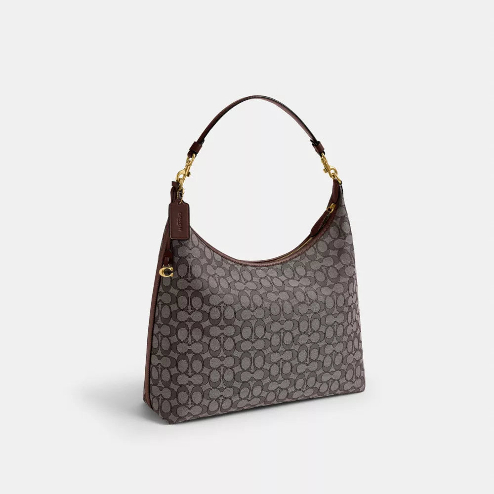 Juliet Shoulder Bag 38 In Signature Jacquard - Jacquard/Brass/Oak Maple