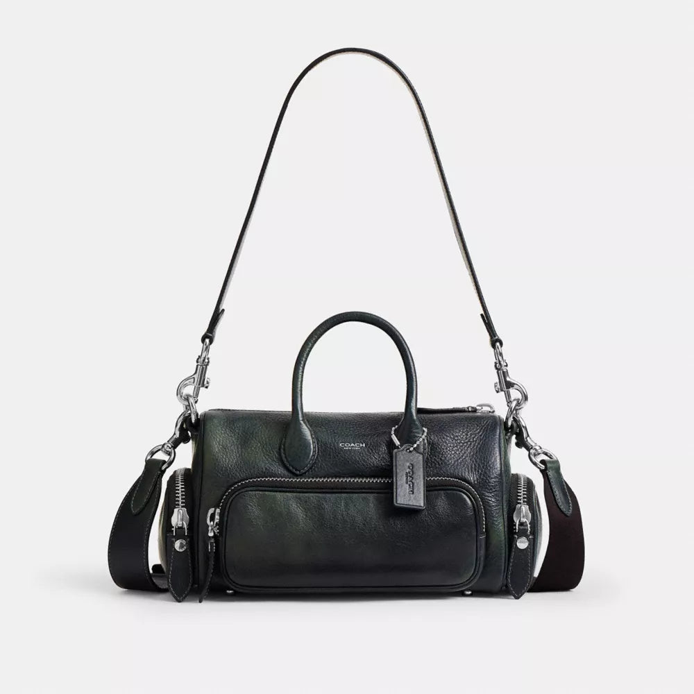 Compass Bag 25 With Pockets - Pebbled Leather/Navy/Green