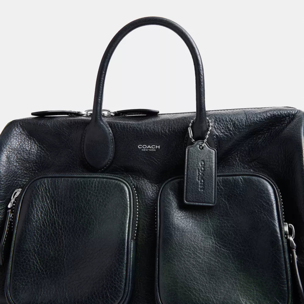 Compass Bag 35 With Pockets - Pebbled Leather/Navy/Green