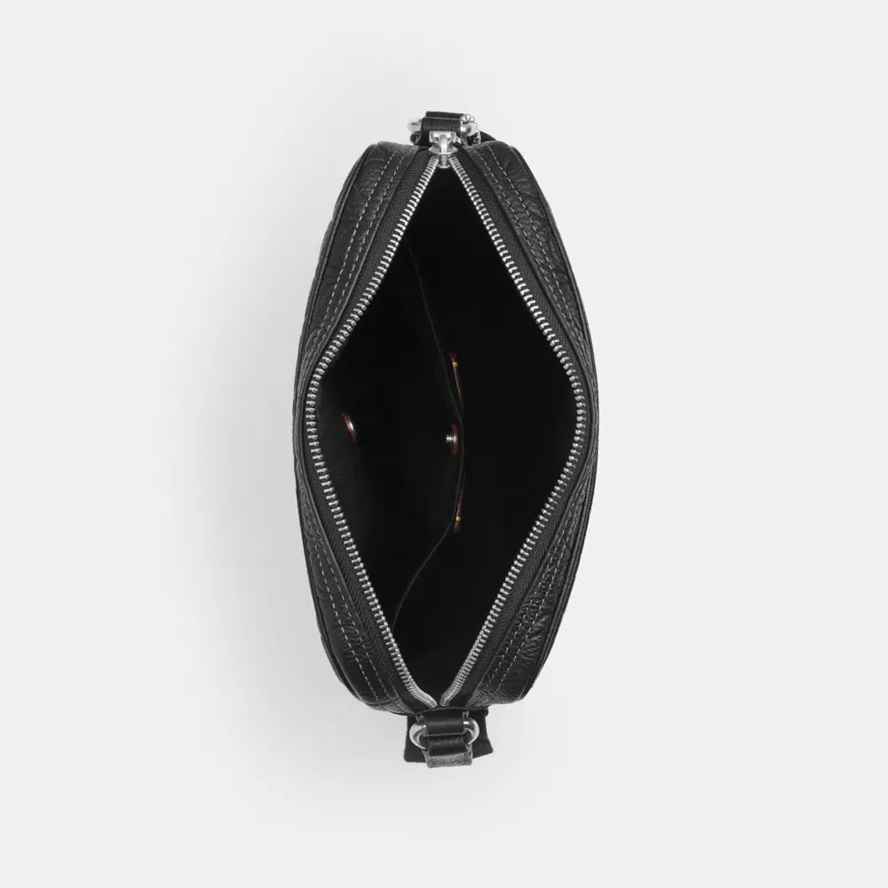Tristan Crossbody Bag 22 In Signature Leather - Silver/BLACK
