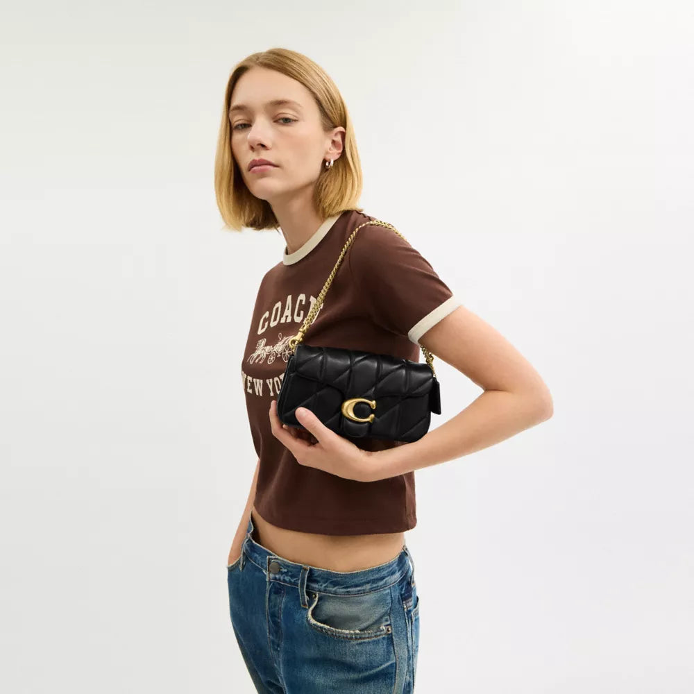 Tabby Chain Crossbody Bag 19 With Quilting - Smooth Leather/Brass/Black