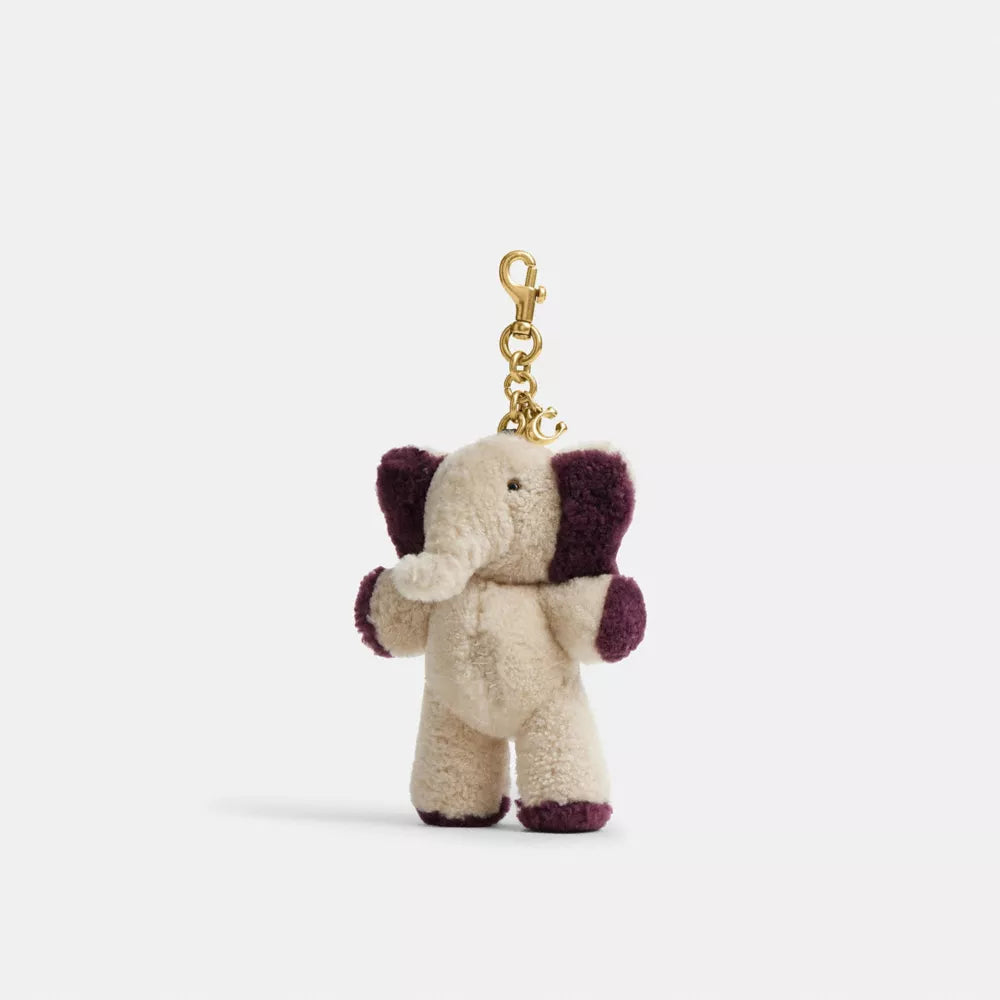 Ellie Bag Charm In Shearling - Shearling/Brass/Multi