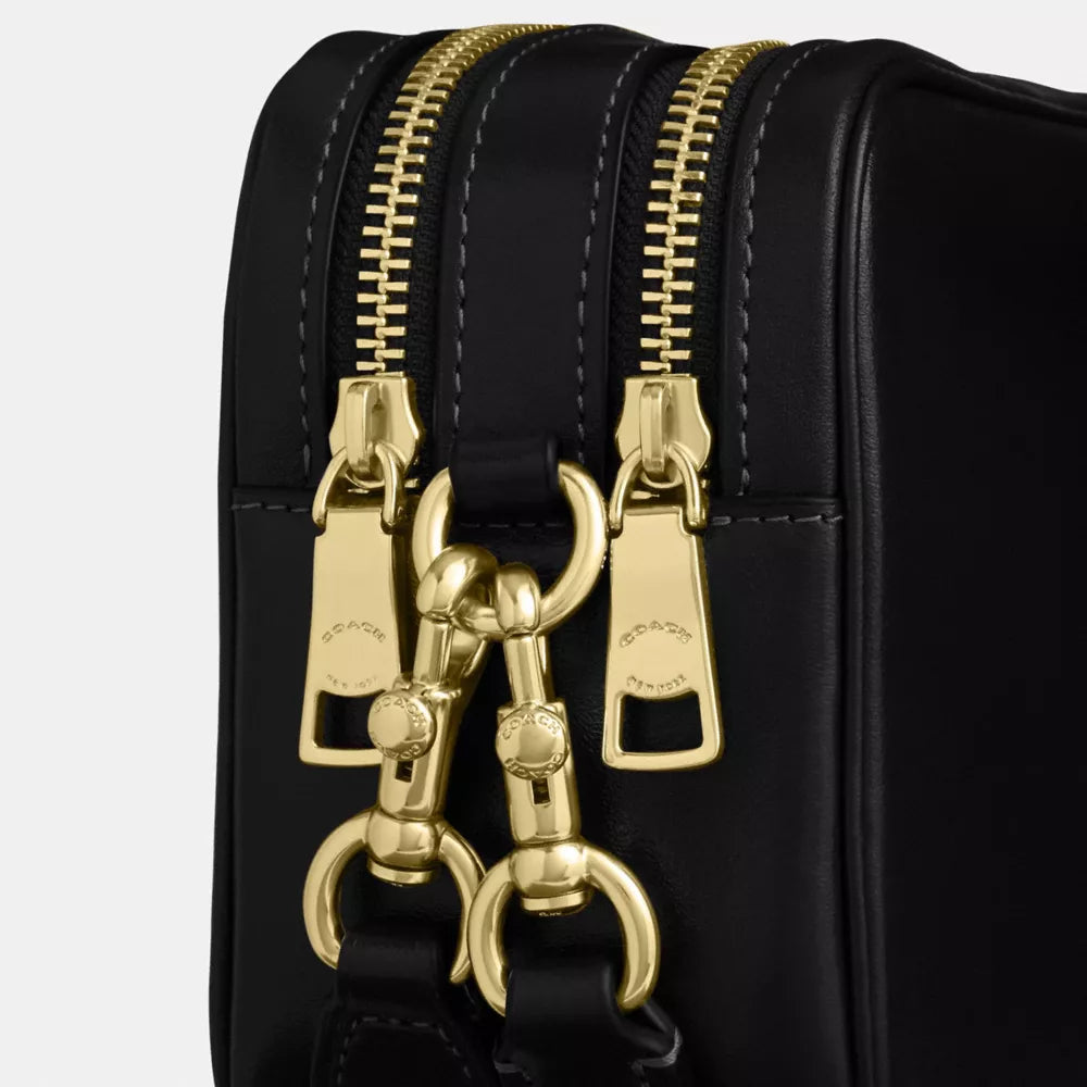 Mini Carey Crossbody Bag - Crinkle Leather/Gold/Black