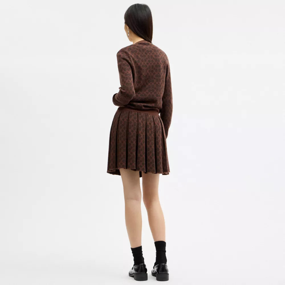 Signature Pleated Knit Mini Skirt - Maple
