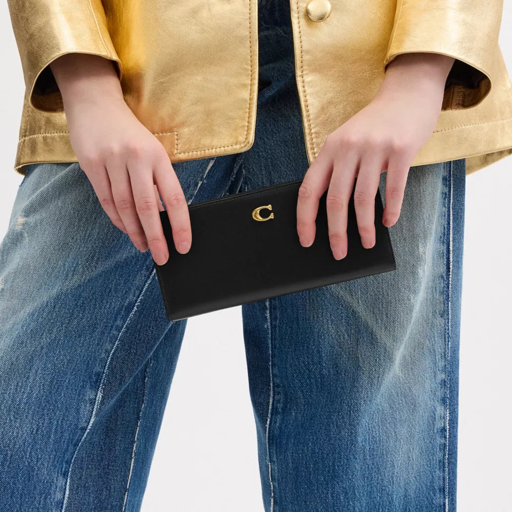 Essential Slim Wallet - Smooth Leather/Brass/Black
