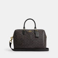 Rowan Large Satchel Bag In Signature Canvas - Signature Canvas/Gold/Walnut/Black