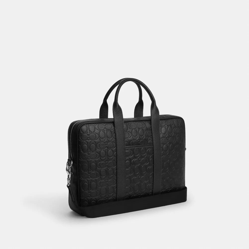 Austin Brief In Signature Leather - Silver/BLACK