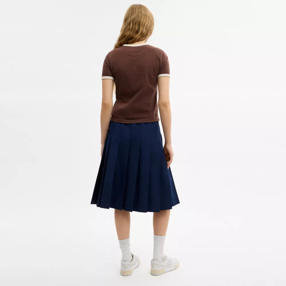 Sporty Pleated Midi Skirt - Navy Blue