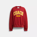 Embroidered Sporty Boyfriend Crewneck Sweatshirt - Savvy Red