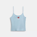 Cherry Pointelle Tank - Blue