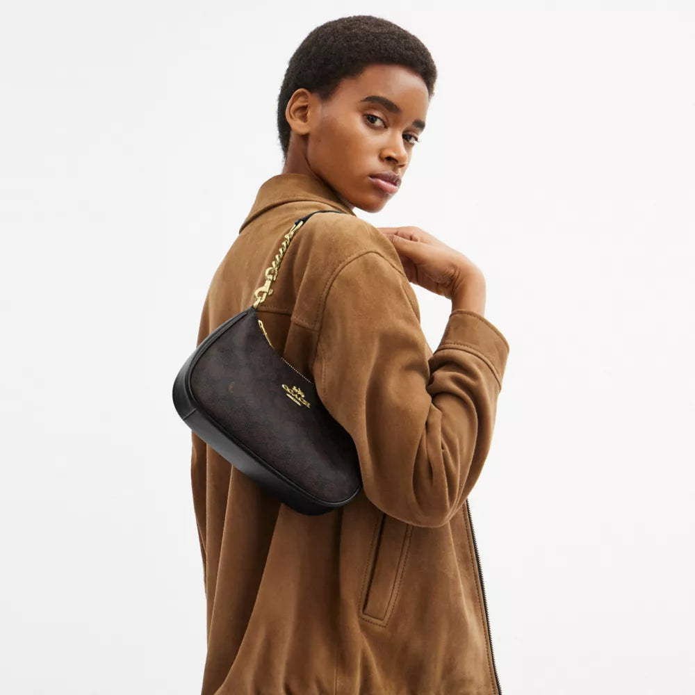Teri Shoulder Bag In Signature Canvas - Gold/Walnut/Black