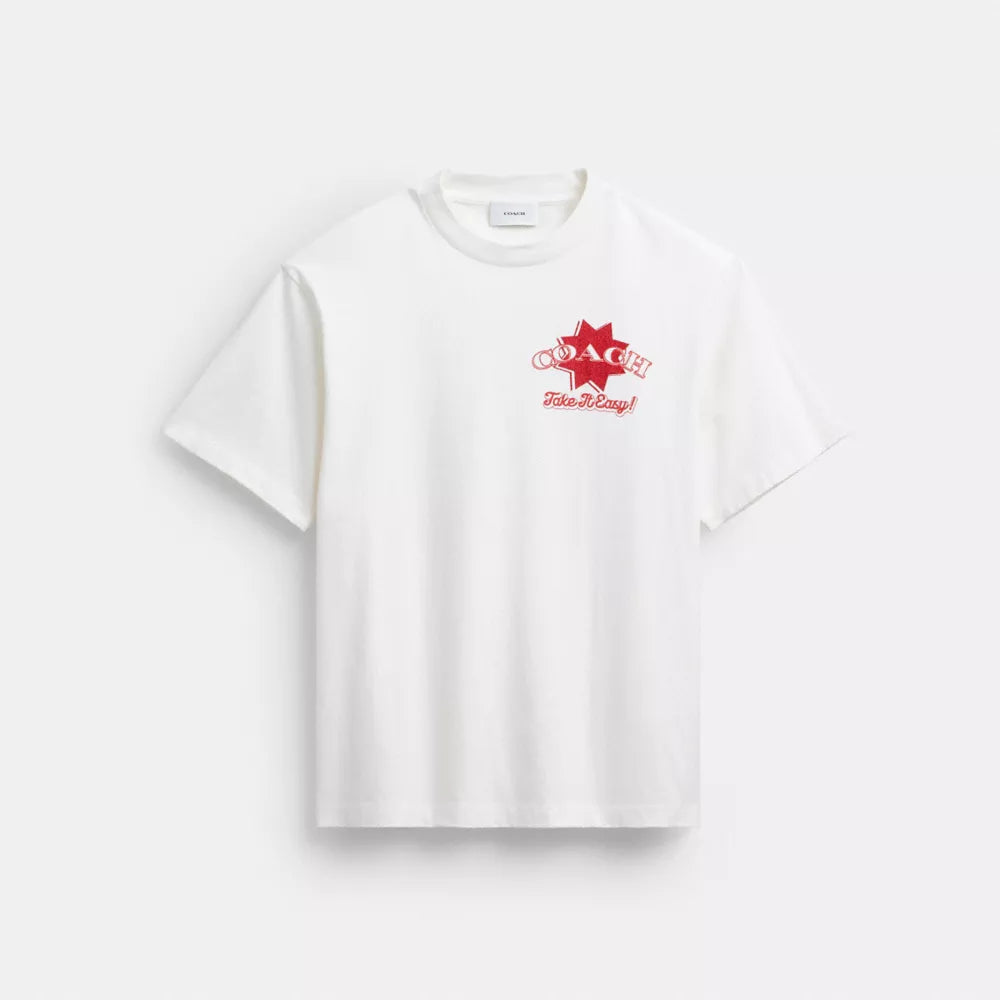Pizza Relaxed T-Shirt In Organic Cotton - Vintage Ivory