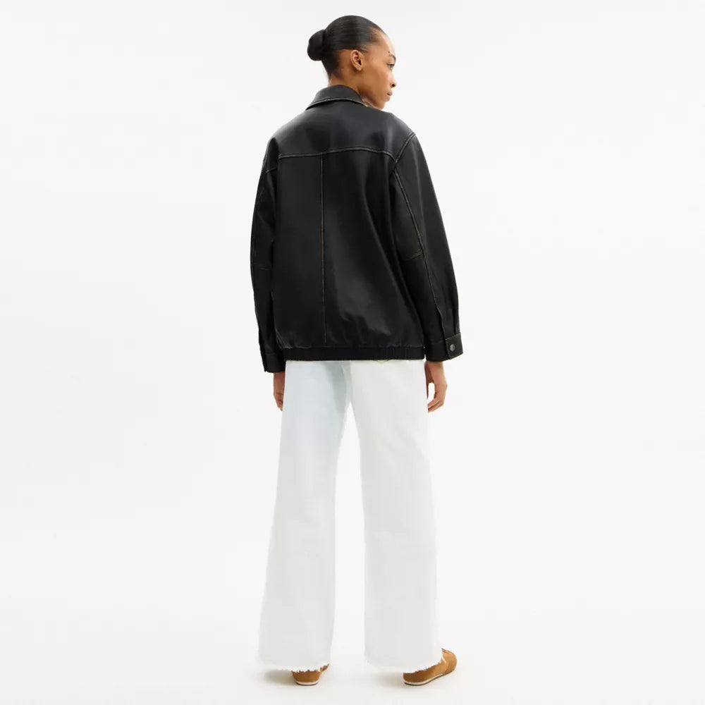 Loved Oversized Leather Jacket - Black