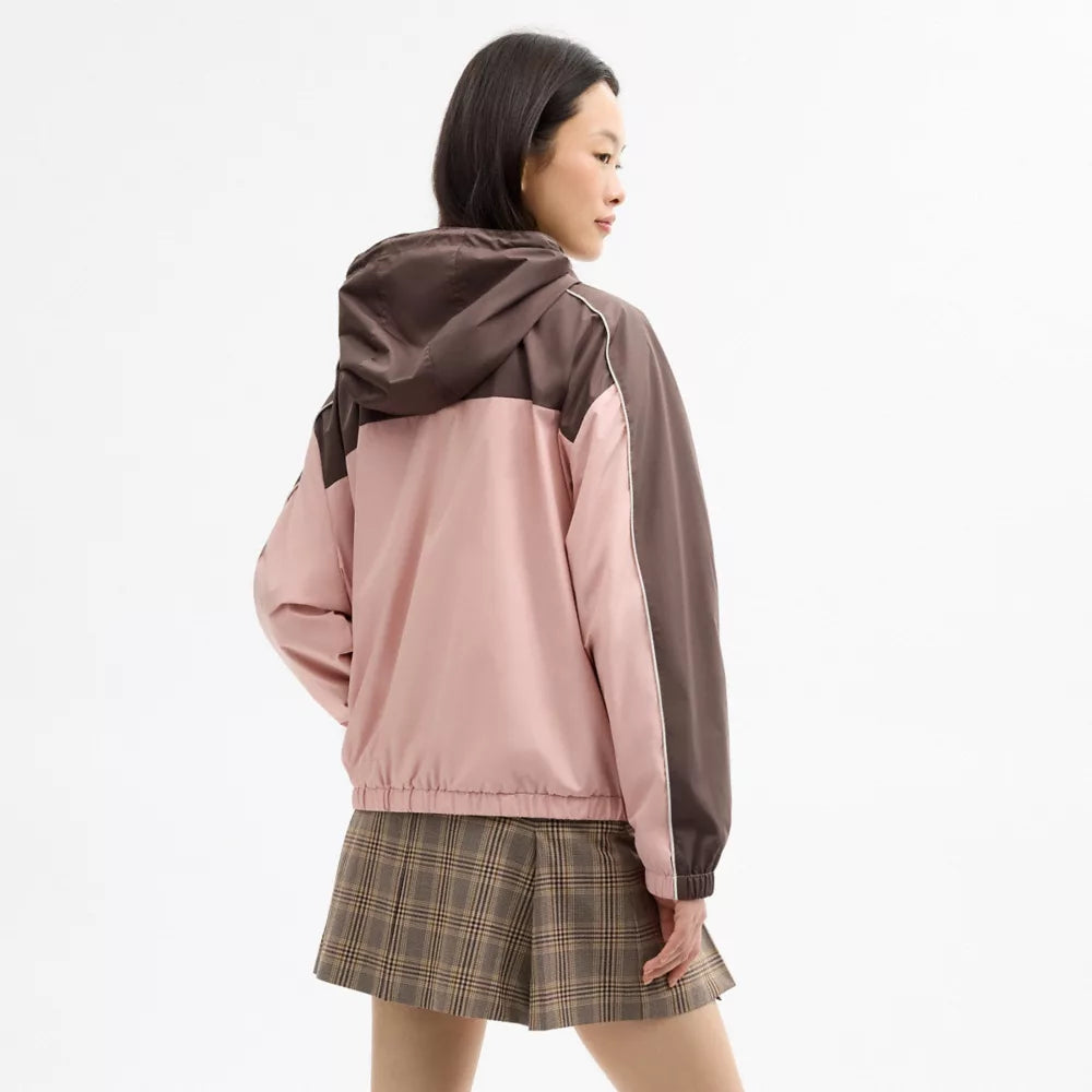 Hooded Windbreaker - Chestnut/Soft Pink
