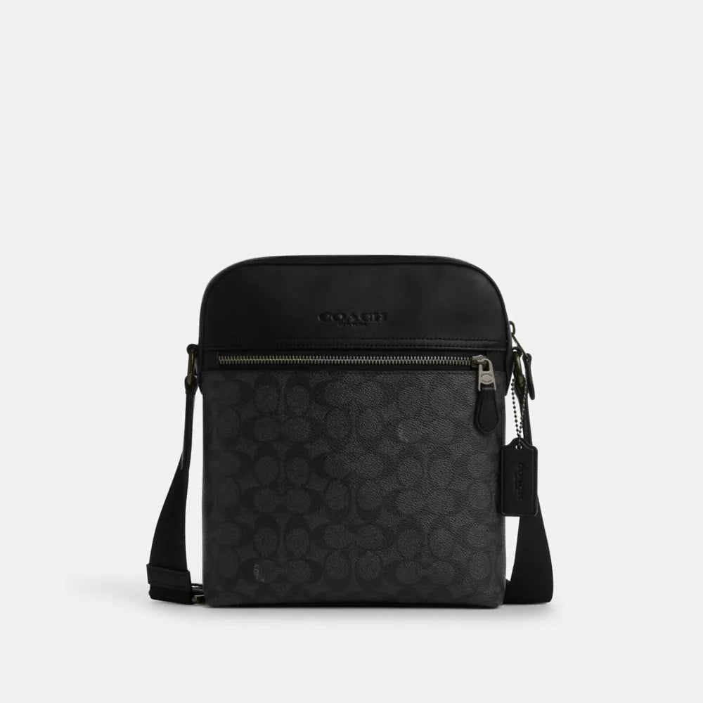 Houston Flight Bag In Signature Canvas - Signature Canvas/Gunmetal/Charcoal/Black