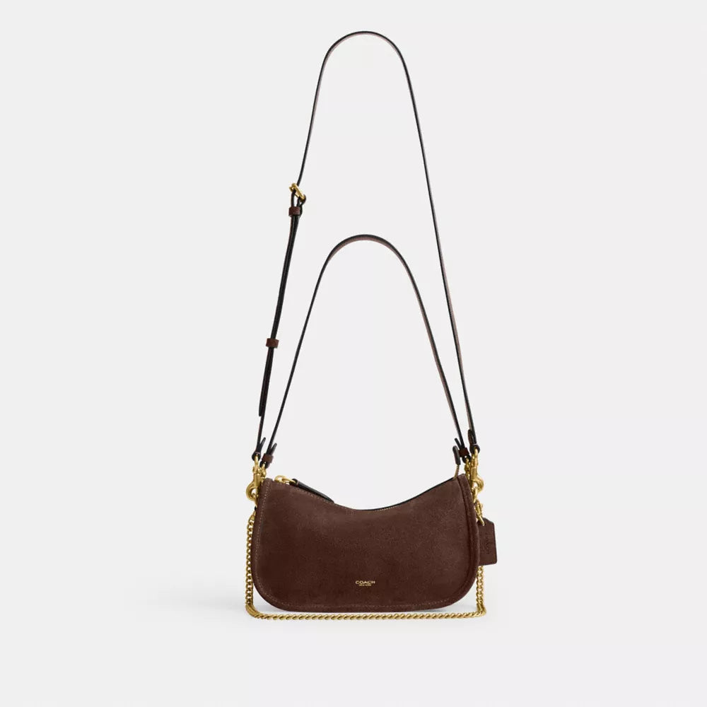 Waverly Bag - Suede/Brass/Dark Chocolate