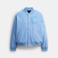 Canvas Varsity Jacket - Cerulean Light Blue