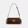 Jet Shoulder Bag - Suede/Brass/Dark Chocolate