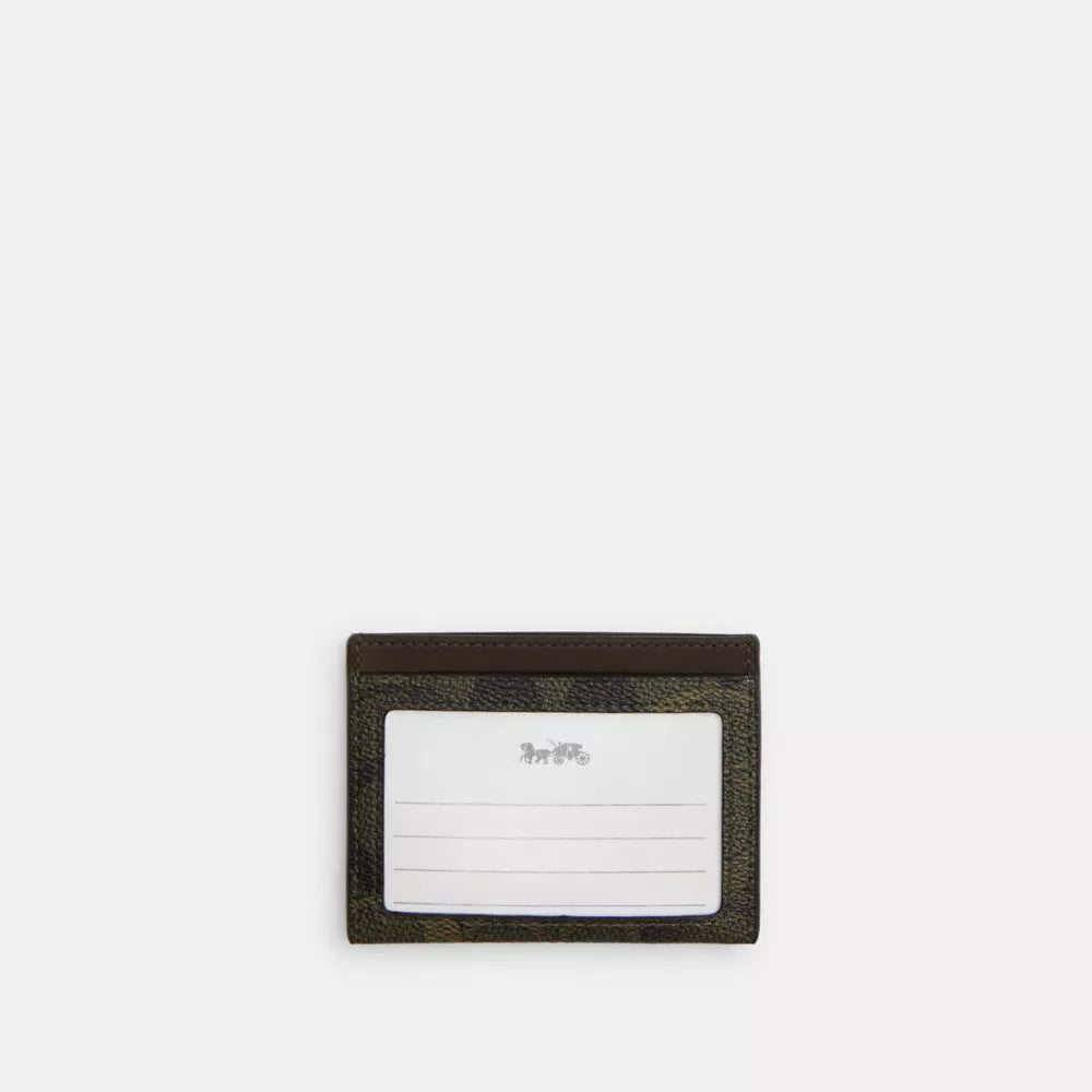 Slim ID Card Case In Signature Camo Print - Signature Canvas/Green