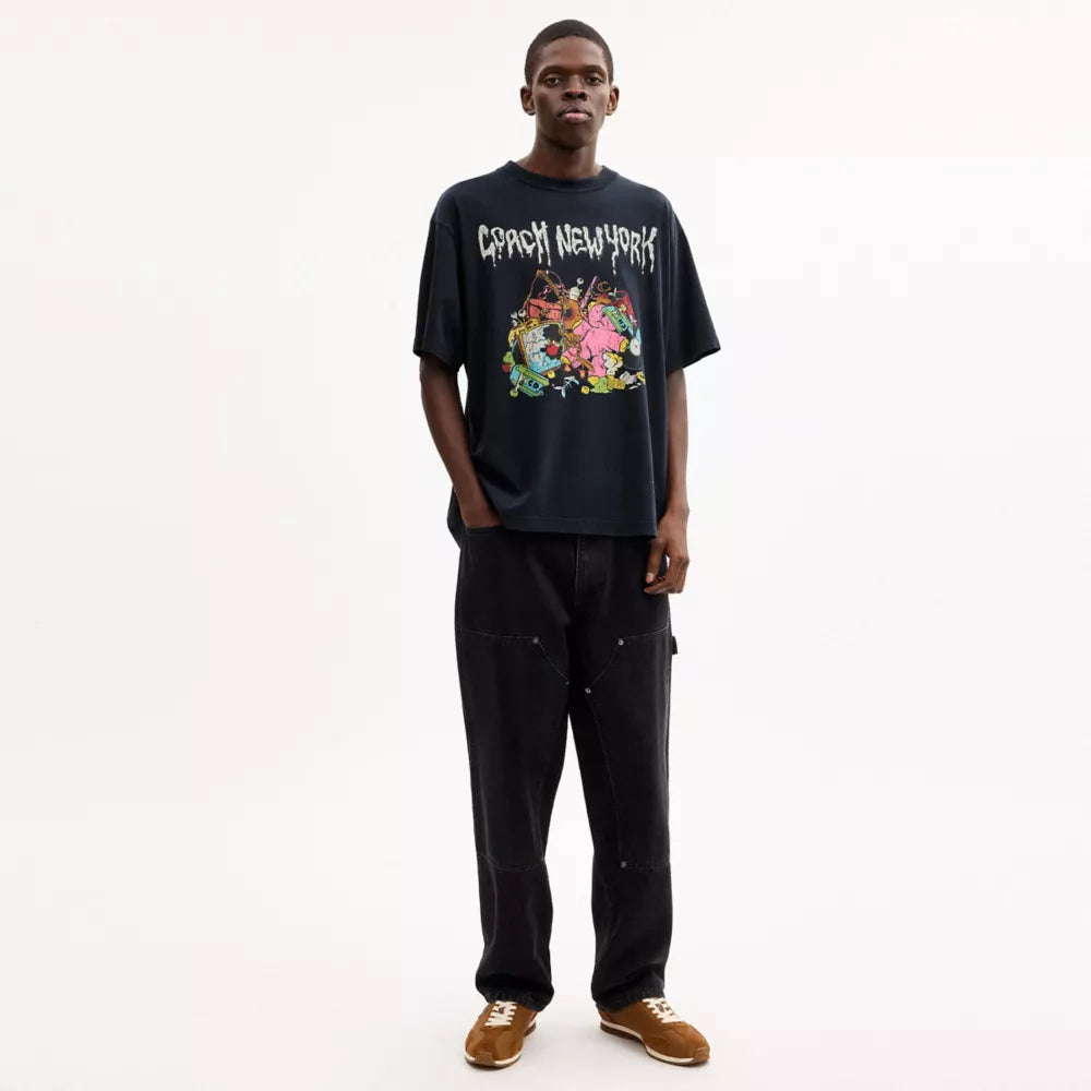 Cartoons Relaxed T-Shirt In Organic Cotton - Navy