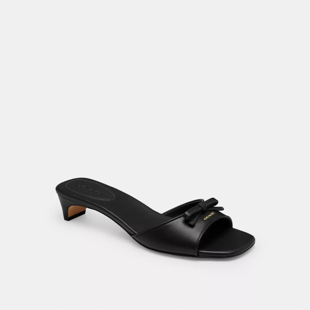 Bow Kitten Heel Sandal - Black