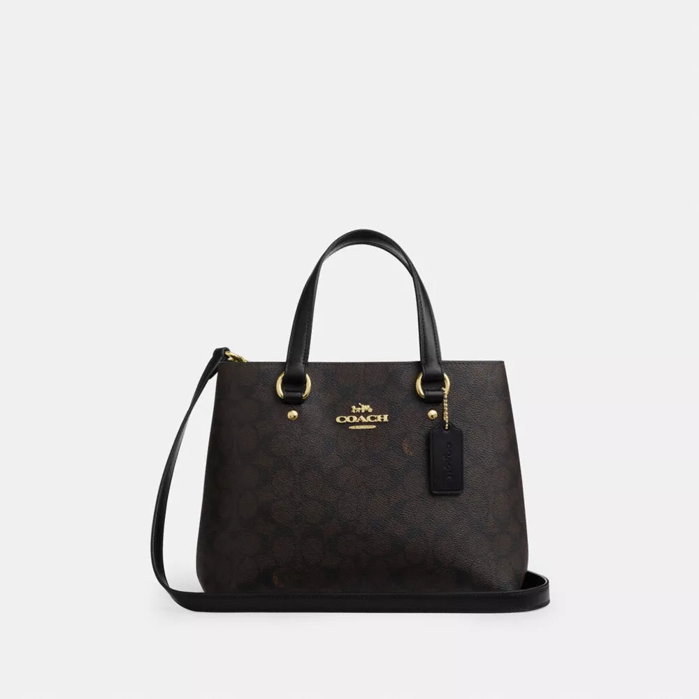 Station Carryall Bag In Signature Canvas - Gold/Walnut/Black