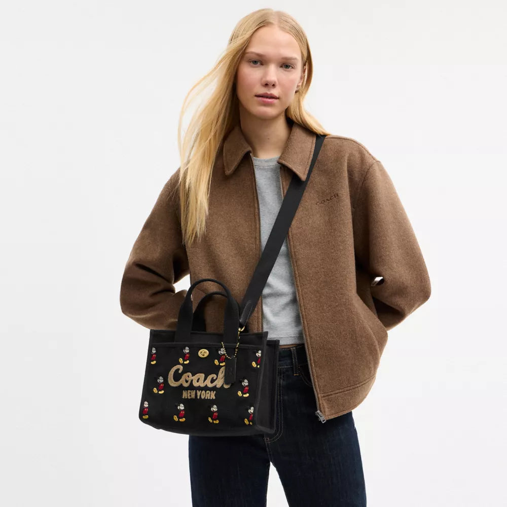 Disney X Coach Cargo Tote Bag 26 With Mickey Mouse In Regenerative Cotton Canvas - Canvas/Brass/Black Multi