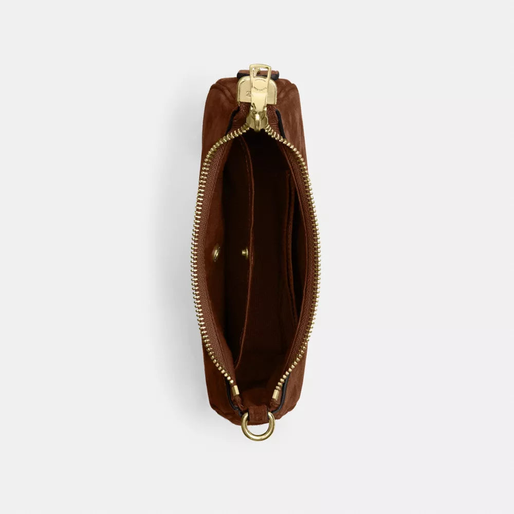 Teri Mini Crossbody Bag - Suede/Gold/Warm Brown