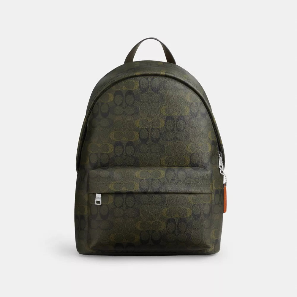 Taylor Backpack In Signature Camo Print - Signature Canvas/Silver/Green