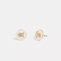 Sculpted C Pearl Stud Earrings - Brass/Gold