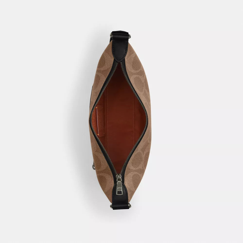 Small Finn Crossbody Bag With Pouch In Maxi Signature Canvas - Signature Canvas/Gunmetal/Tan/Black