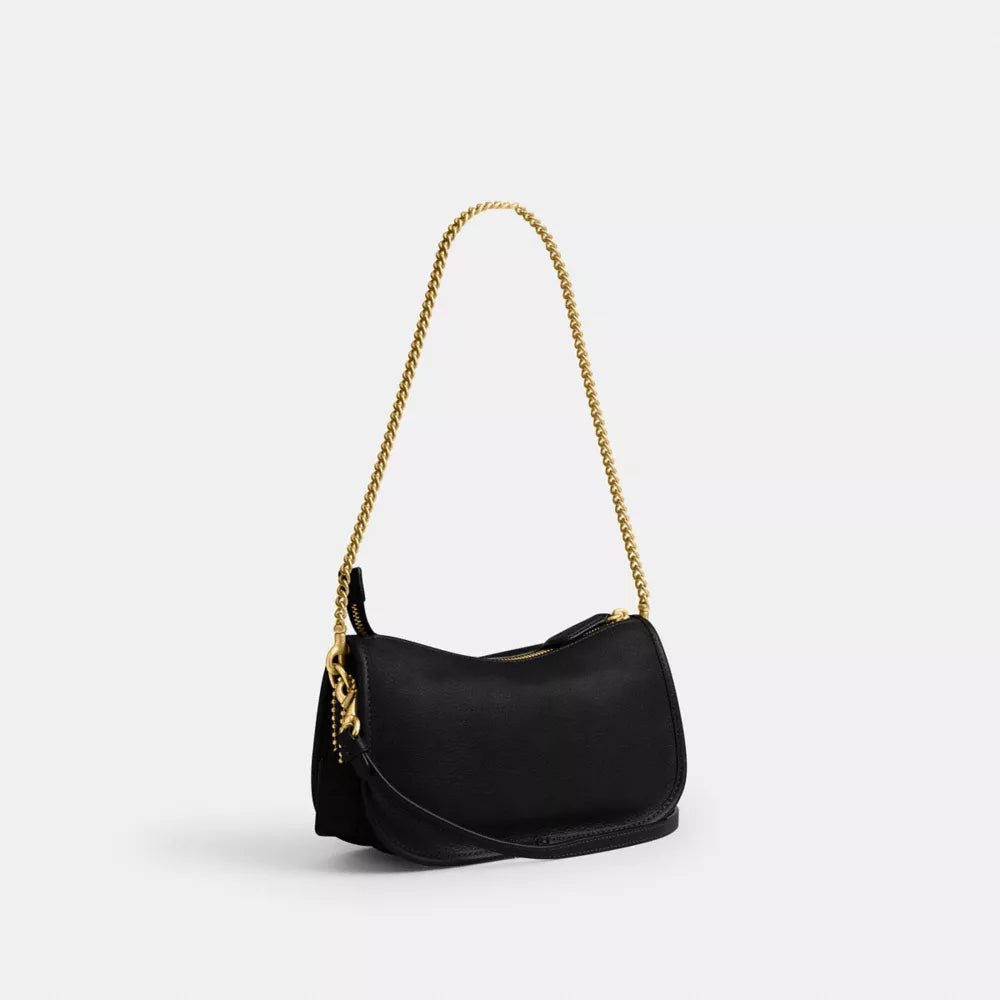 Twin Turnlock Waverly Bag - Natural Grain Leather/Brass/Black