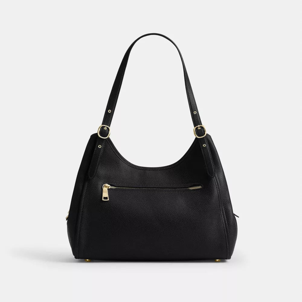 Erin Shoulder Bag - Pebbled Leather/Gold/Black
