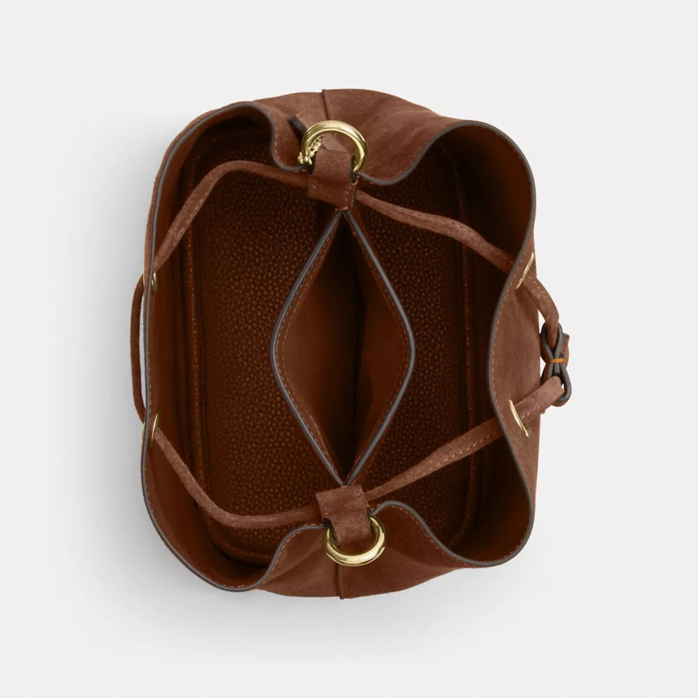 Rowan Bucket Bag - Suede/Gold/Warm Brown