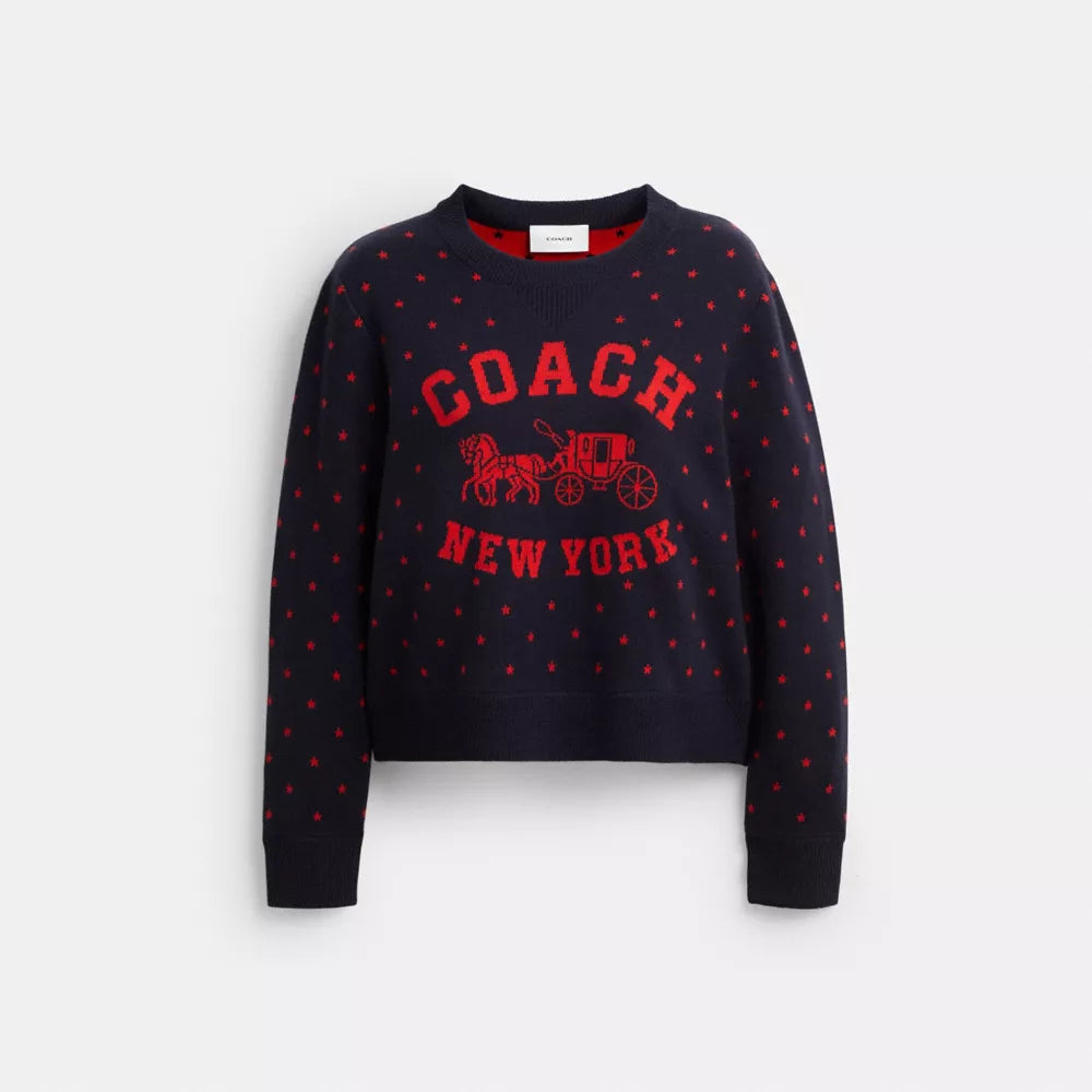 Coach Double Face Crewneck Sweater - Navy