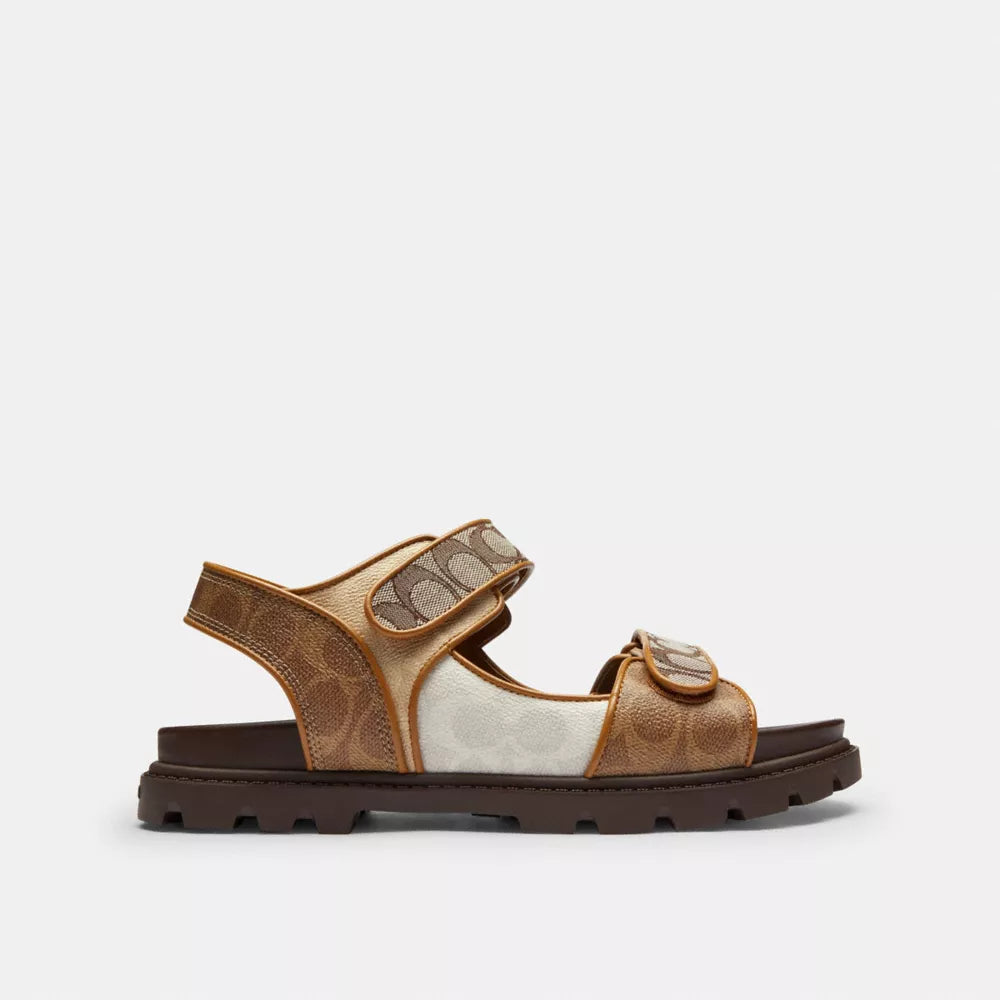 Double Strap Sandal In Signature - Multi