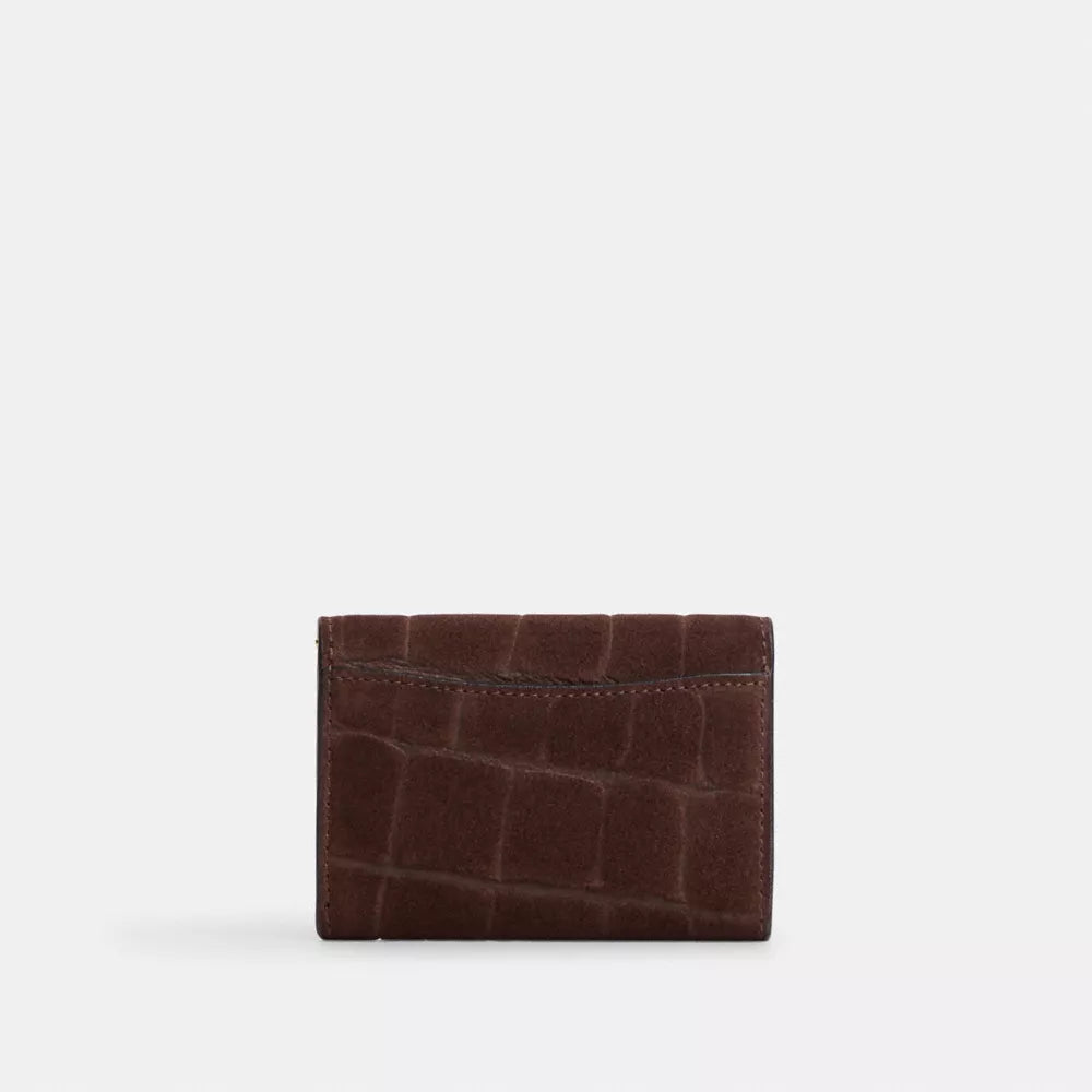 Flap Card Case - Embossed Crocodile/Gold/Maple
