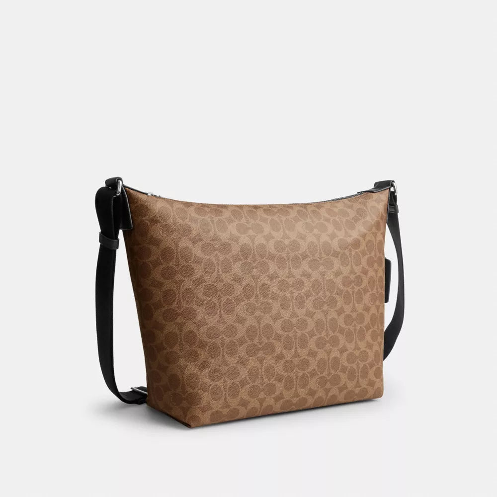 Finn Hobo Bag 32 In Signature Canvas - Signature Canvas/Silver/Tan Black